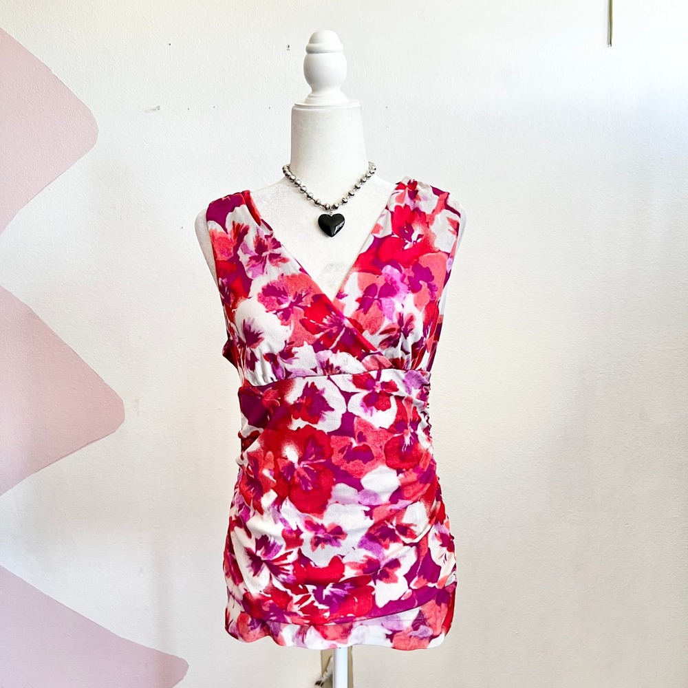 Floral Babydoll Top Romantic 2000s Fairycore Coquette Retro Pink Medium